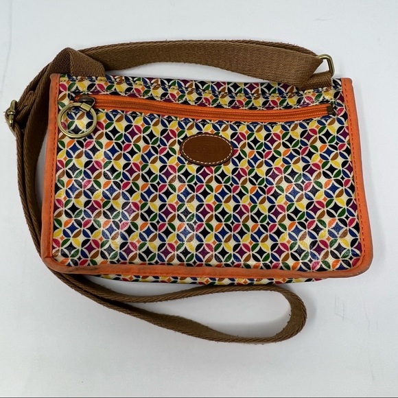 Fossil Keyper Crossbody Bag Coated Canvas Circle Geometric Multi Color Patterned - Picture 3 of 10